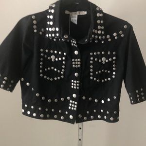 Cropped jacket with silver studs